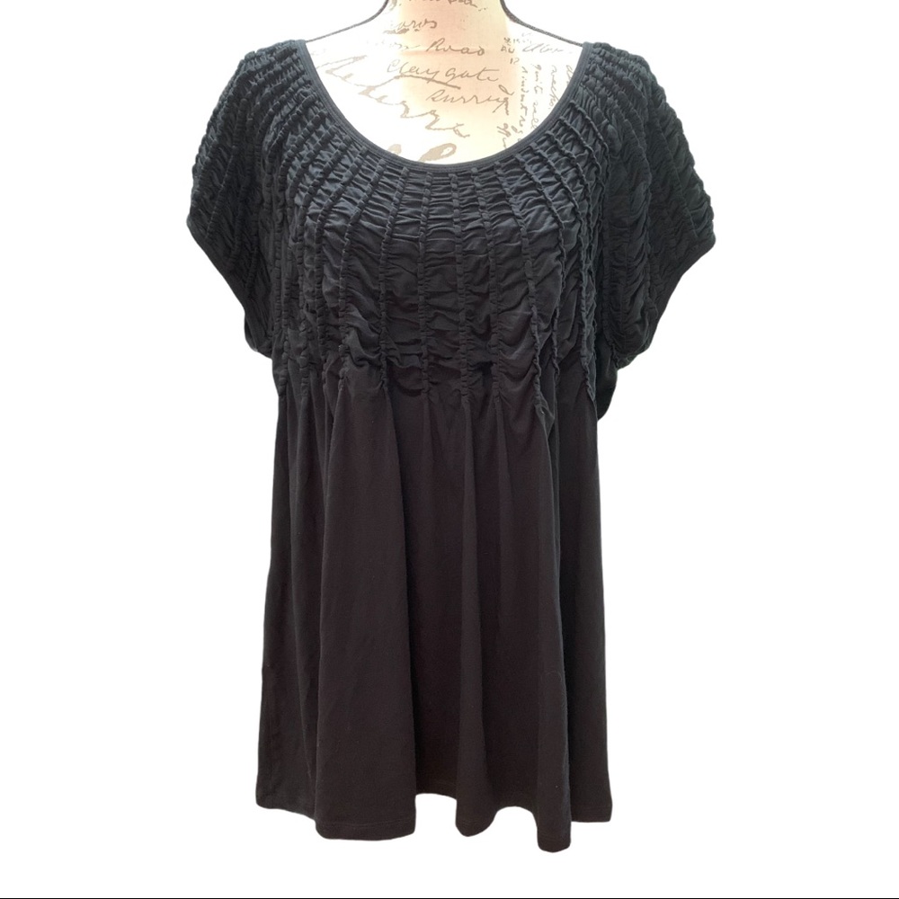 Cable & Gauge Black Short Sleeve Smocked Top sz 3X